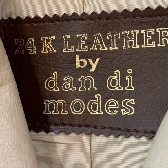 Vintage Leather Trench Coat Cream size L 14 - Picture 11 of 16